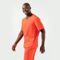 Zenir | Men's Double Pocket Scrub Top - Tiger Orange