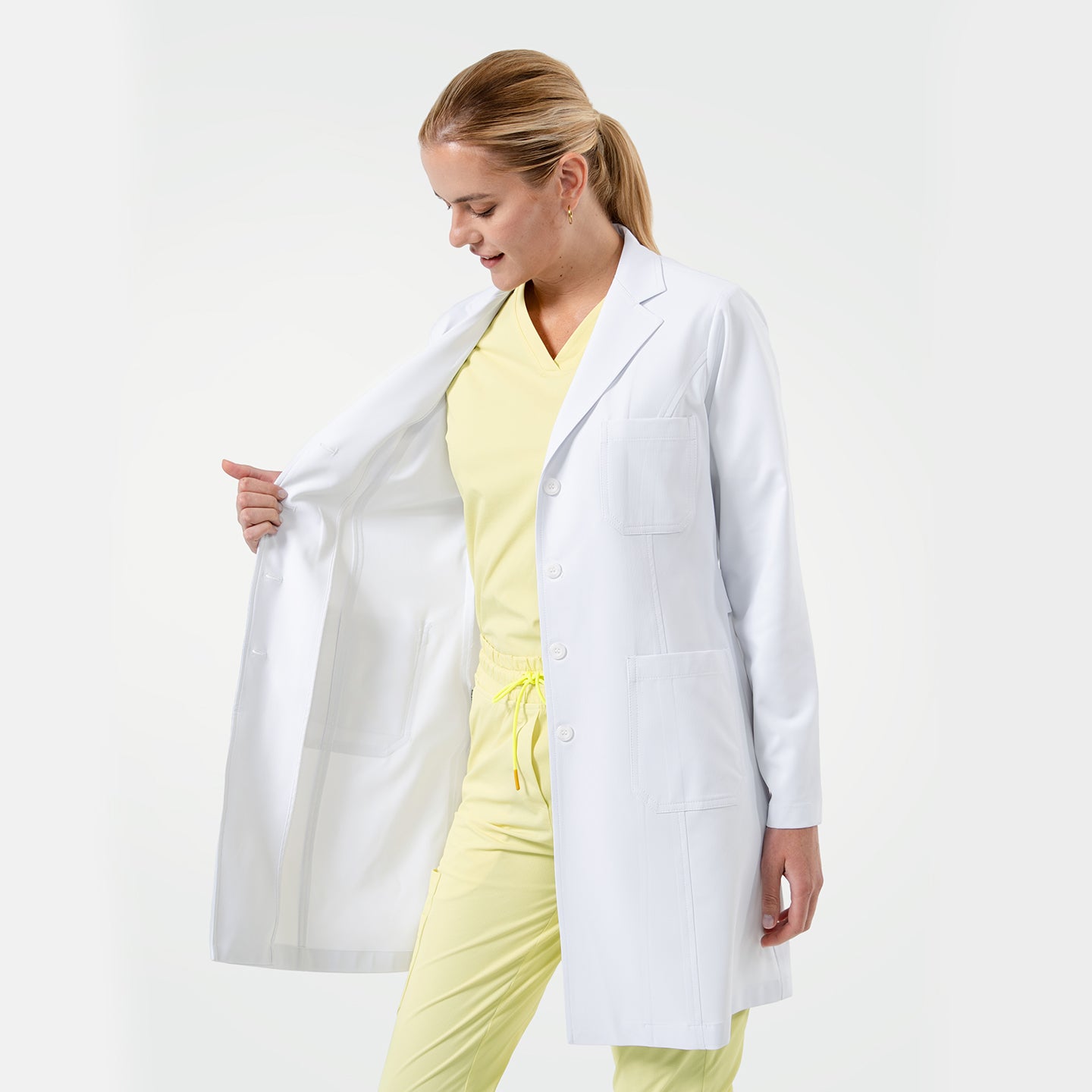 Zenir | Women's Long Lab Coat LCW-04 - White