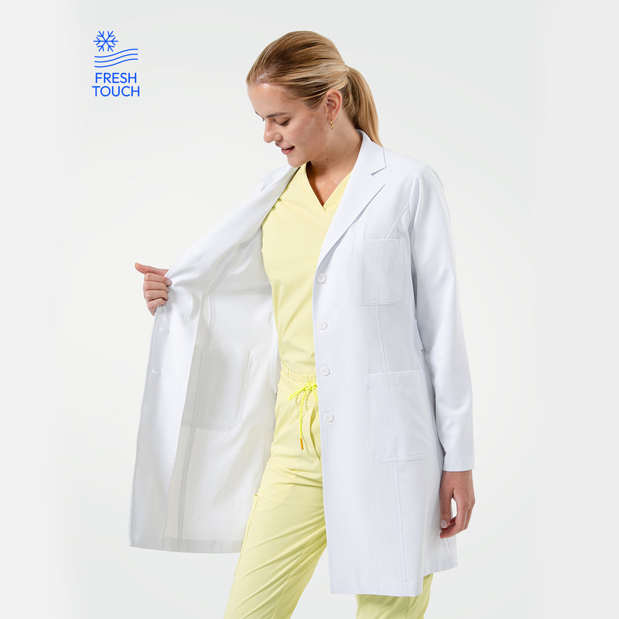 Zenir | Women's Long Lab Coat LCW-04 - White