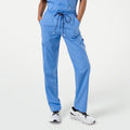 Zenir | Women's Zipper Pocket Split Hem Scrub Pants - Ceil Blue