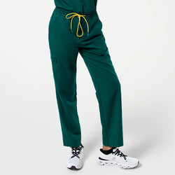 Image of Zenir | Women's Zipper Pocket Split Hem Scrub Pants - Pine Green