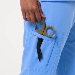 Image of Zenir | Women's Zipper Pocket Split Hem Scrub Pants - Ceil Blue