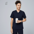 Zenir | Women's Shoulder Button Scrub Top - Eco Navy